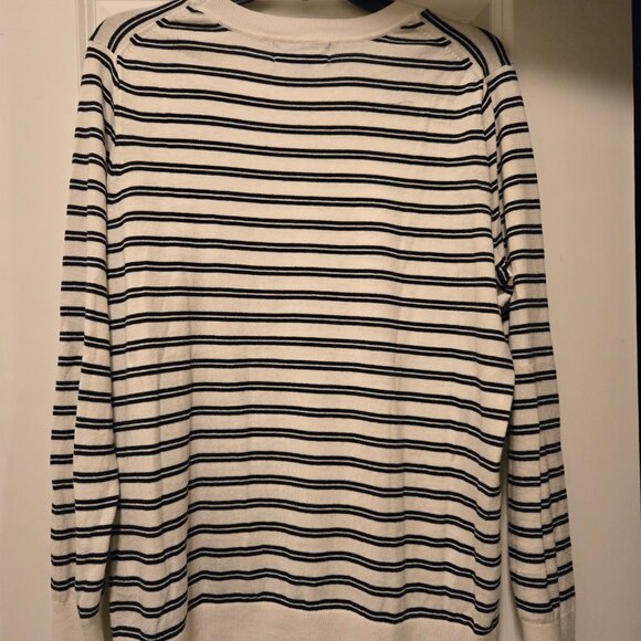 Men's Banana Republic black and white striped cotton/rayon sweater XL - Picture 3 of 3